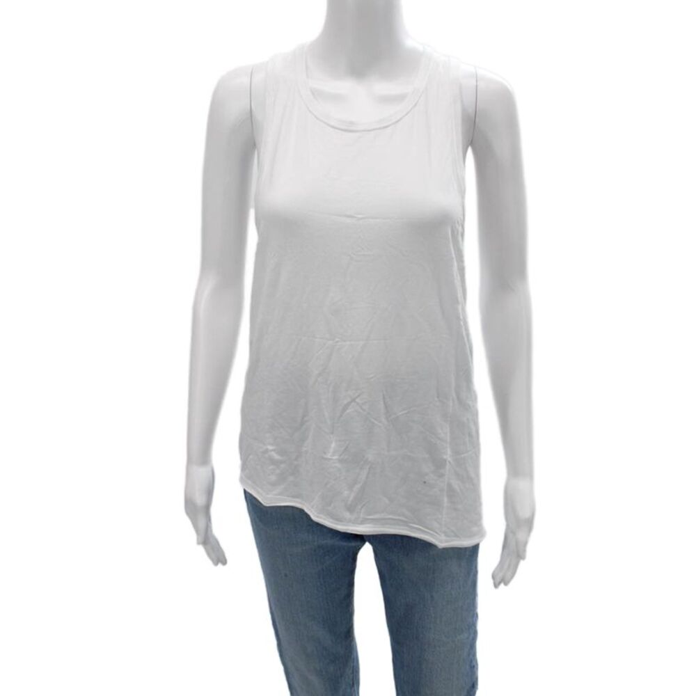ALALA Women Sleeveless Basic Tank White Round Neck Size M
